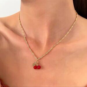 Cherry Red Gold Necklace